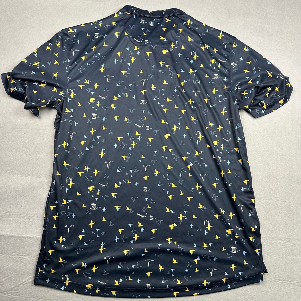 Swannies Golf Corbin Performance Polo Midnight Navy Geese Print Mens XL NEW - Picture 8 of 9